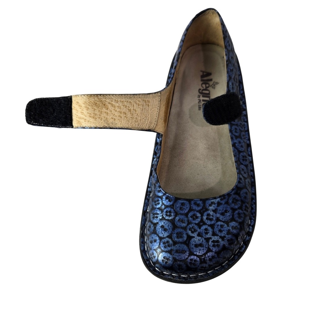 Alegria Size 6 Paloma Mary Jane Metallic Leather Button Embossed Clogs #1306 - Picture 5 of 11